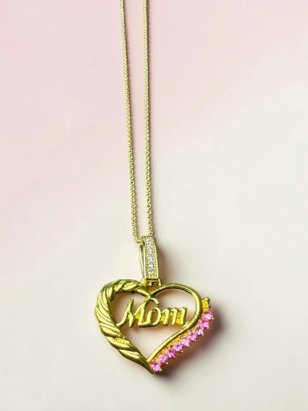 Stunning Simulated Pink Tourmaline Mom Necklace | Adjustable Mom Necklace